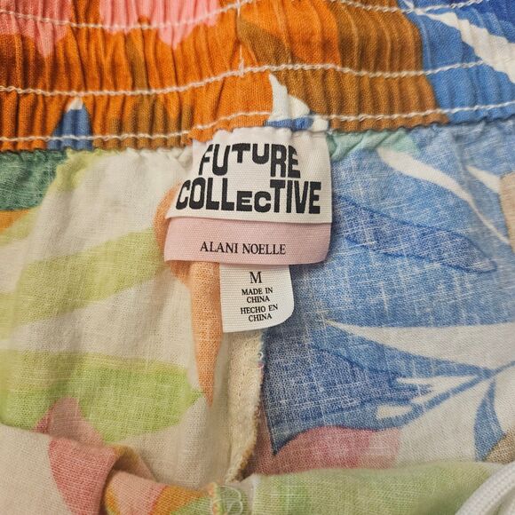 Linen Shorts Pull On Hawaiian Print 3.5" Inseam Womens Medium Vacation Summer - Picture 2 of 7